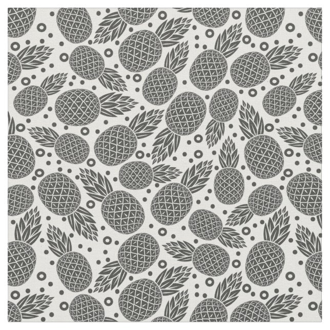 Monochrome Pineapples Fabric (Close Up)