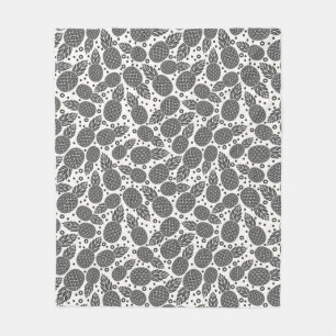 Monochrome Pineapples Fleece Blanket
