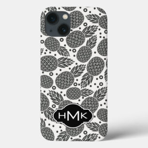 Monochrome Pineapples   Monogram iPhone 13 Case
