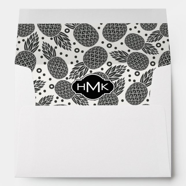 Monochrome Pineapples | Monogram Envelope (Back (Bottom))