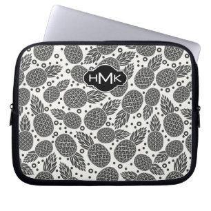 Monochrome Pineapples Monogram Laptop Sleeve