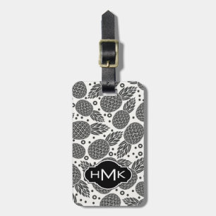 Monochrome Pineapples   Monogram Luggage Tag