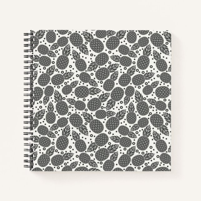 Monochrome Pineapples Notebook (Front)