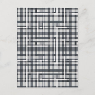Monochrome Pixel Check Geometric Pattern Postcard