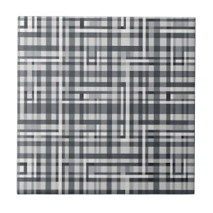 Monochrome Pixel Check Geometric Pattern Tile