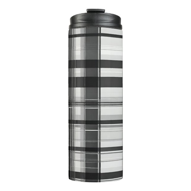 Monochrome Plaid Thermal Tumbler (Front)