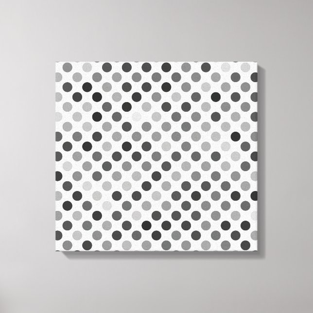Monochrome Polka Dot Pattern (Black & White Dots) Canvas Print (Front)