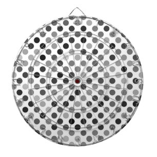 Monochrome Polka Dot Pattern (Black & White Dots) Dartboard