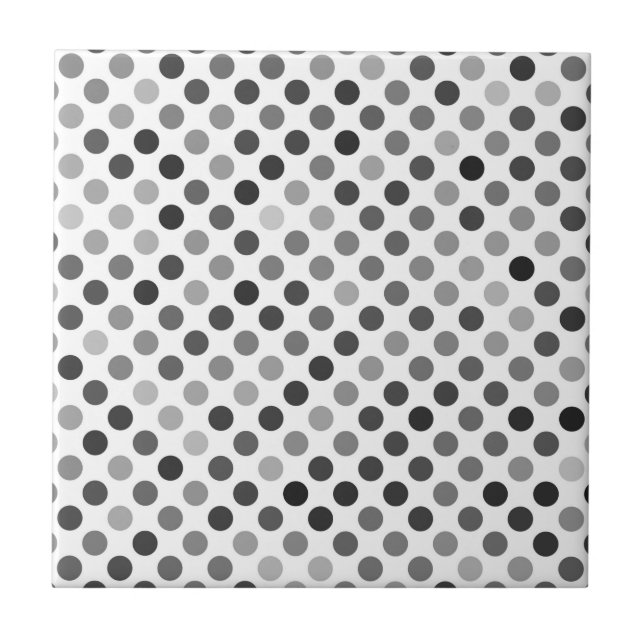 Monochrome Polka Dot Pattern (Black & White Dots) Tile (Front)