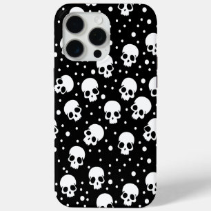 Monochrome Polka Dot Skull iPhone 15 Pro Max Case