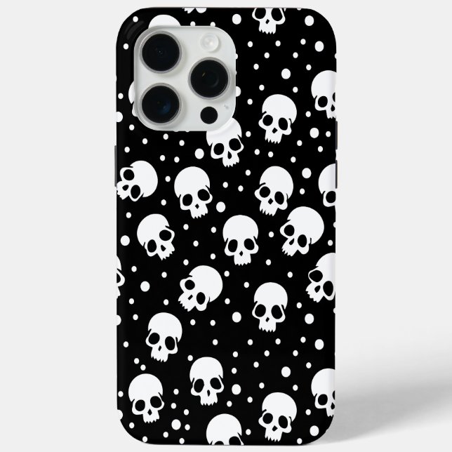 Monochrome Polka Dot Skull Case-Mate iPhone Case (Back)