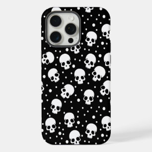 Monochrome Polka Dot Skull iPhone 15 Pro Max Case