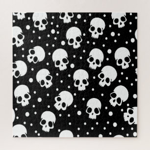 Monochrome Polka Dot Skull Jigsaw Puzzle