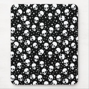 Monochrome Polka Dot Skull Mouse Mat