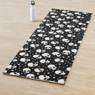 Monochrome Polka Dot Skull Yoga Mat