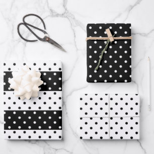 Monochrome Polka Dots Wrapping Paper Sheet Set