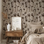 Monochrome Pop Art Cockatoos Wallpapers<br><div class="desc">Enhance your interiors with the sophisticated "Monochrome Pop Art Cockatoos" wallpaper. This modern design features a repetitive pattern of cockatoos with prominent crests, depicted in a striking pop art style. The monochromatic palette of rich browns and soft beiges creates a refined and elegant atmosphere, suitable for a variety of decor...</div>