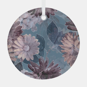 Monochrome Purple: Floral Watercolor Seamless Glass Tree Decoration