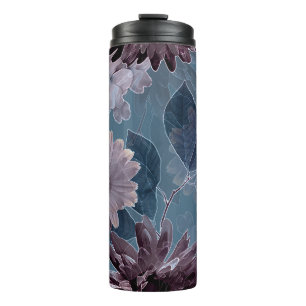 Monochrome Purple: Floral Watercolor Seamless Thermal Tumbler