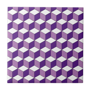 Monochrome Purple Isometric Pattern Tile