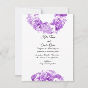 Monochrome Purple Wreath Wedding Invitation