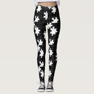 "Monochrome Puzzle Play" Leggings
