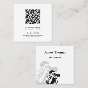 Monochrome QR Code Photography Business Card