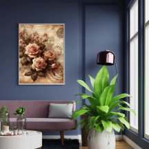 Monochrome Rose Elegant Black and White flore art