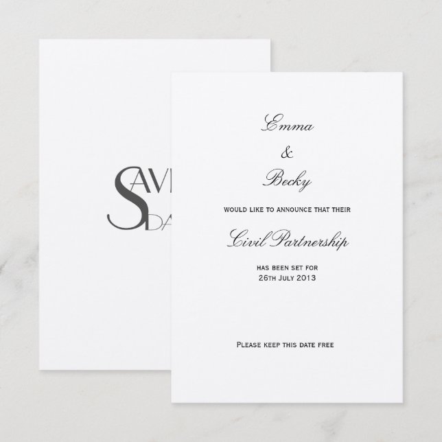 Monochrome  - Save the Date Invitation (Front/Back)
