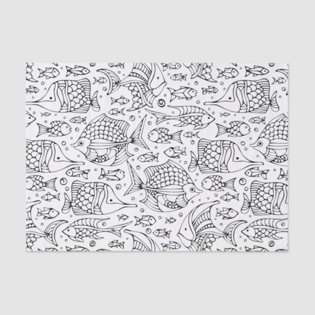 Monochrome School Of Fish Tissue Paper (Front)