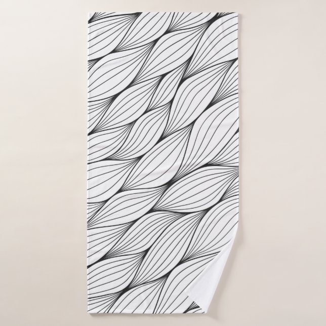 Monochrome seamless pattern with abstract curled w bath towel (Bath Towel)