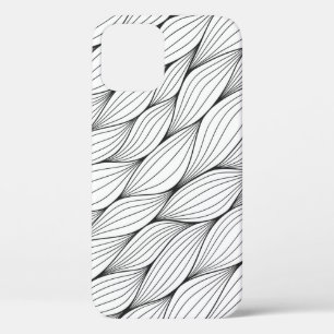 Monochrome seamless pattern with abstract curled w iPhone 12 case
