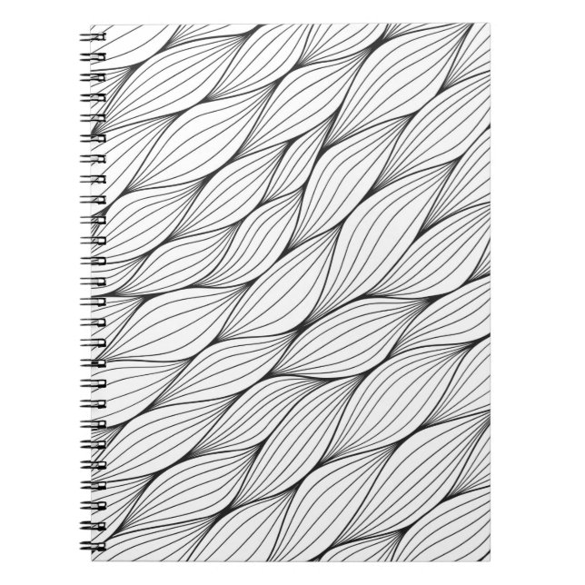 Monochrome seamless pattern with abstract curled w notebook (Front)