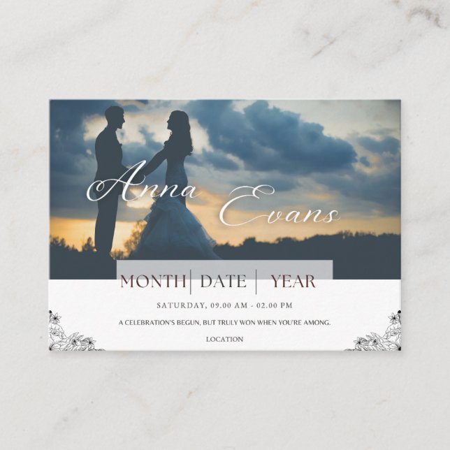 Monochrome Sentiment Wedding Invitation Card (Front)