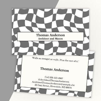 Monochrome, Shaken Pattern in Grey, Architect Business Card