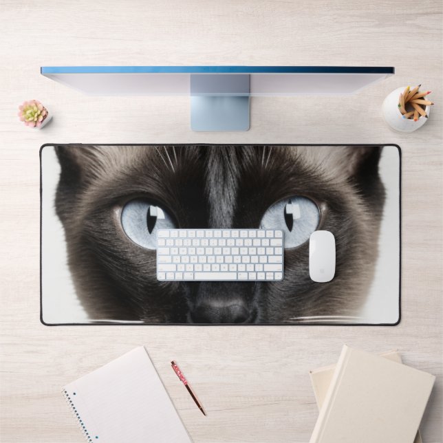 Monochrome Siamese Cat Love Desk Mat (Office 1)