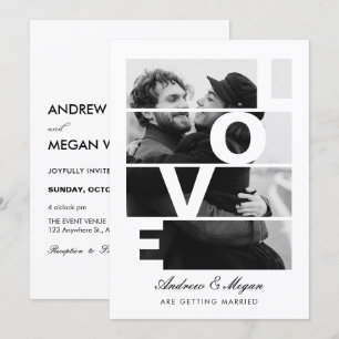 Monochrome Simple Elegant Love Photo wedding Invitation