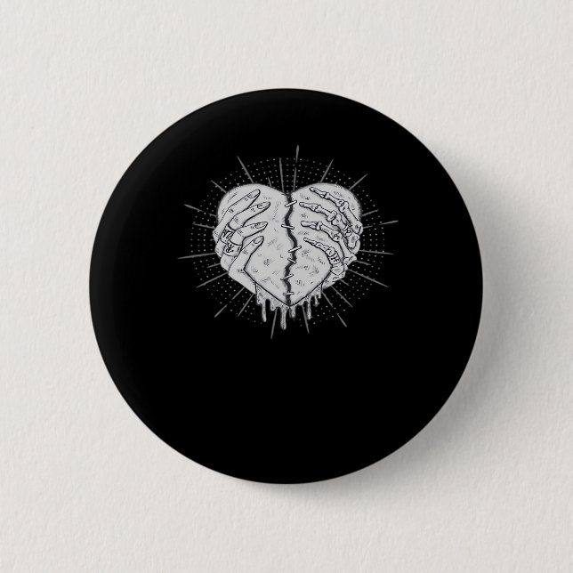 Monochrome Skeleton Hand With Heart Classic 6 Cm Round Badge (Front)
