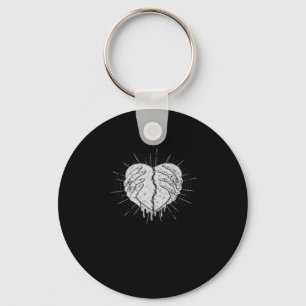 Monochrome Skeleton Hand With Heart Classic Key Ring