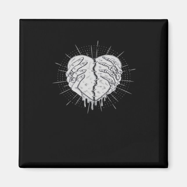 Monochrome Skeleton Hand With Heart Classic Magnet (Front)