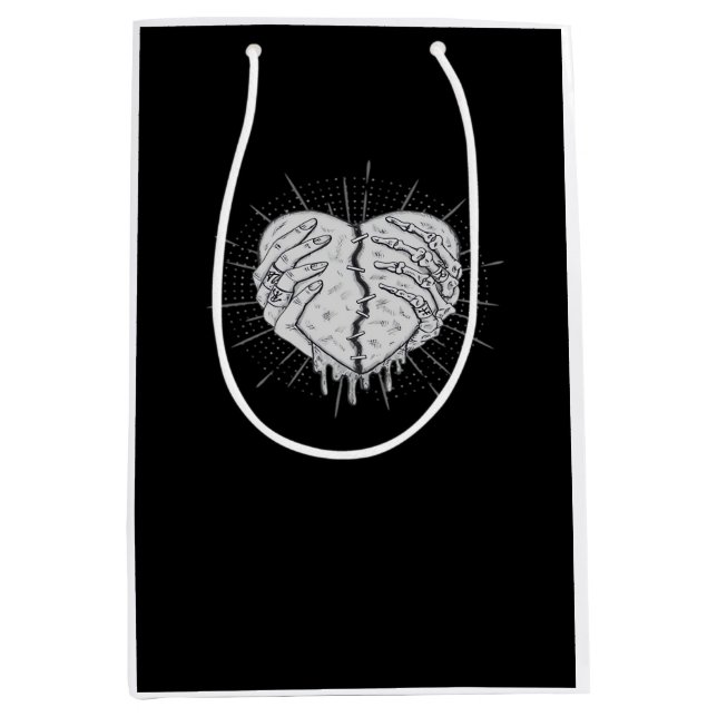 Monochrome Skeleton Hand With Heart Classic Medium Gift Bag (Front)