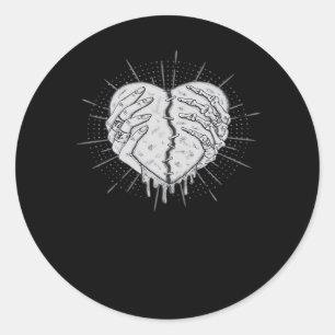 Monochrome Skeleton Hand With Heart Classic Round Sticker