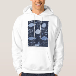 Monochrome sleeping fishes, dark pattern. hoodie