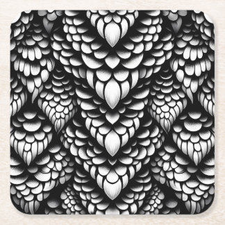 Monochrome Snake Scale Paper Coasters More Shapes