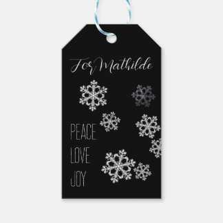 Monochrome Snowflake Christmas Pattern with Script Gift Tags