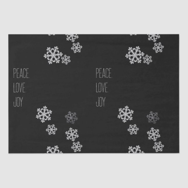Monochrome Snowflake Christmas Pattern with Script Tissue Paper (Front)