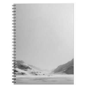 Monochrome Snowy Valley Minimalist Notebook