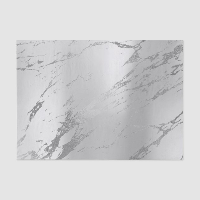Monochrome Stone Silver Gray Metallic Marble Tissue Paper (Front)