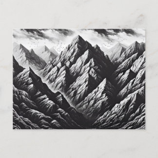 Monochrome Stone Wall with Rough Mountain Texture Postcard