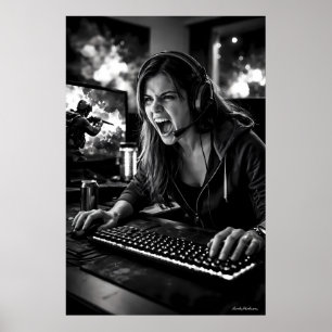 Monochrome Stress Burst Gamer Room Poster